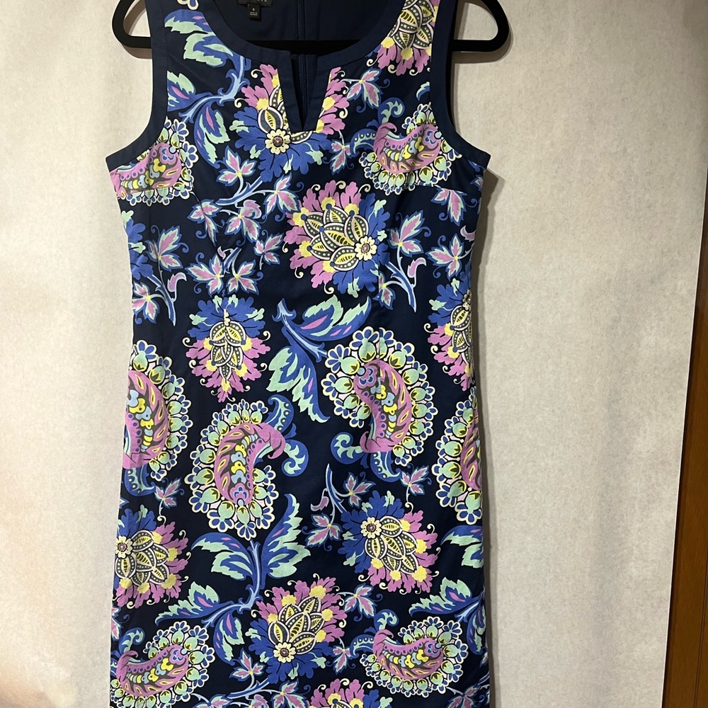 Talbots Navy and Pink Paisley Mini Dress